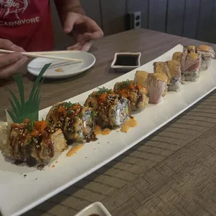 Garlic crunch Roll and Black Swan Roll
