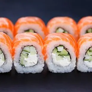 a row of sushi rolls