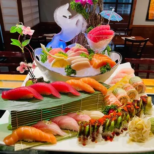 interior, sushi and sashimi