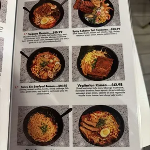 ramen and noodles, menu