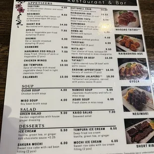 Appetizers, soups and salads