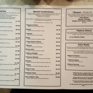 The menu!