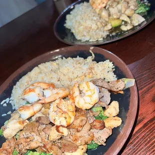 two plates of food on a table