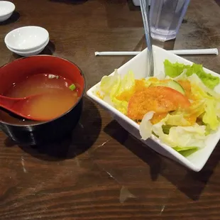 Miso soup and salad