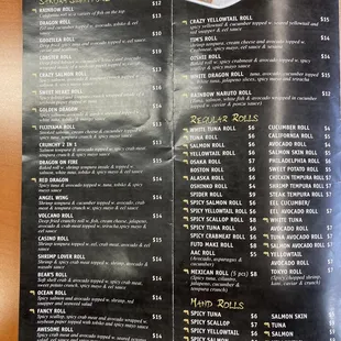 menu