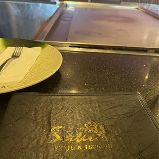 Menu at hibachi table before we were moved.