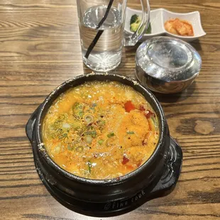 Seafood and Tofu Soup with rice