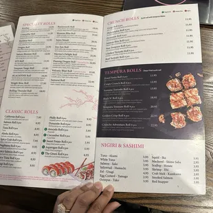 Sushi &amp; Sashimi menu