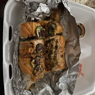 salmon wrapped in foil
