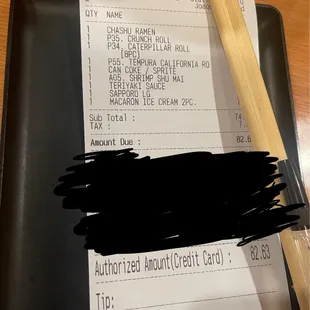 I didn't realize the pen was covering the prices but this was a run down of how much we spent (2 ppl)