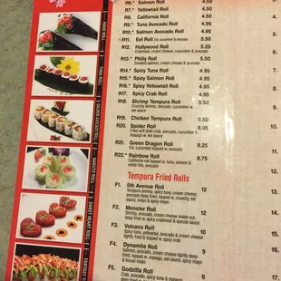 menu, sushi and sashimi