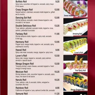 menu, sushi and sashimi