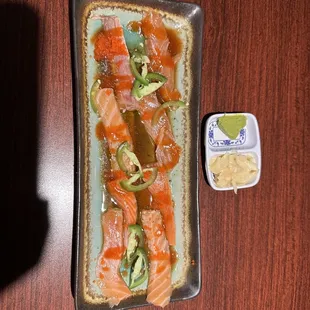 Salmon Tataki. Spicy!