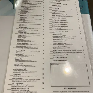 menu