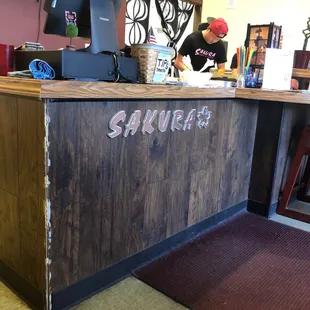 the front desk of sakura sushi
