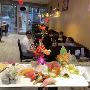 interior, sushi and sashimi