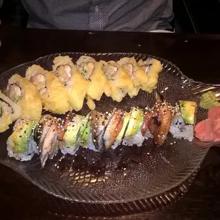 California crunch and eel avocado roll