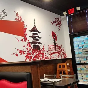 the interior of a japanese restaurant