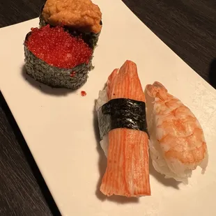 three different types of sushi