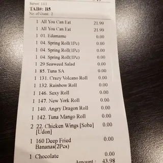 99. Spicy Yellowtail Roll