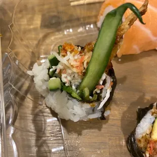 a close up of the sushi