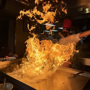 Wow!!!! A very clean grill with a firey show. Thank you for the most delicious food ever and an entertaining dining experience. Julie A