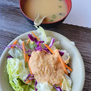 salad and miso soup..