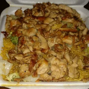 Chicken teriyaki, double meat, fried rice and vegetables
