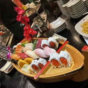 a plate of sushi
