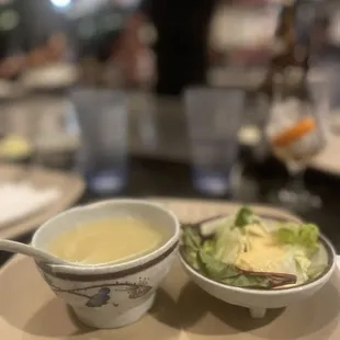 Miso soup and salad
