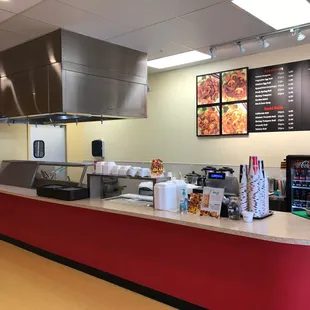 restaurant counter and menus