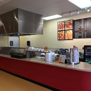 restaurant counter with menus