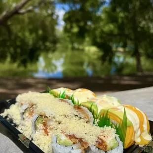 Sushi picnic ~ crunch &amp; Hawaii rolls.