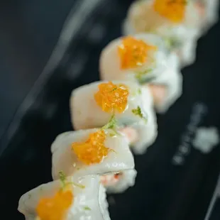 a closeup of the sushi