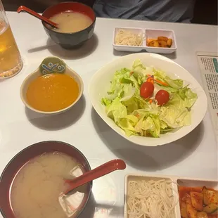 Miso soup  Ginger salad