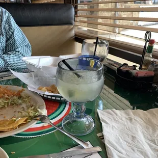 Half of a margarita and  3 Items Combo Plate