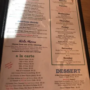 menu