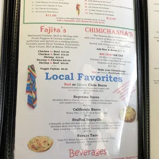 Menu as of 6/4/19
