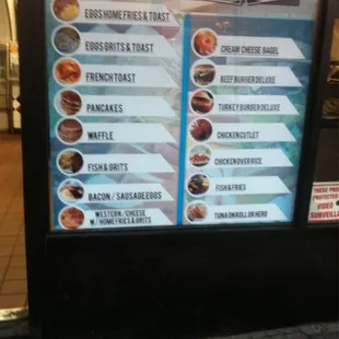 a menu on the front of a restaurant