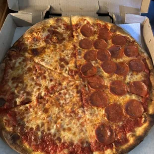 Medium half pepperoni well done