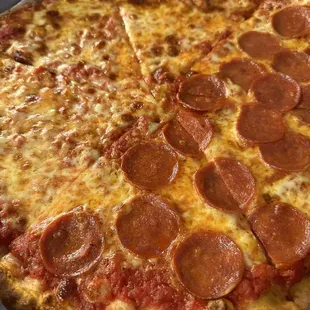 Medium half pepperoni well done