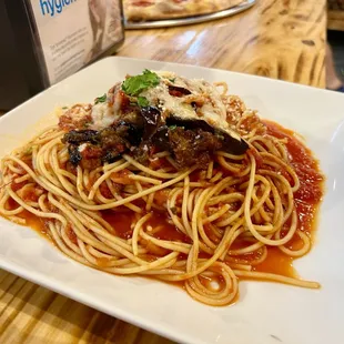 Eggplant and spaghetti