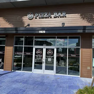 the entrance to the restaurant