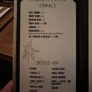 Happy hour menu (December 2022)