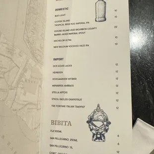 menu