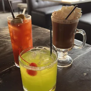 bloody mary, spiked peppermint hot chocolate &amp; the grinch! (this was in December)