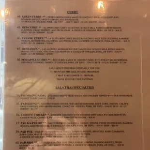 menu