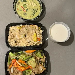 Green Curry, Pineapple Fried Rice, Drunken Noodle, Tom Kha Kai