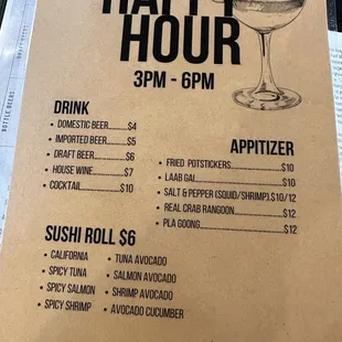 Happy Hour Menu
