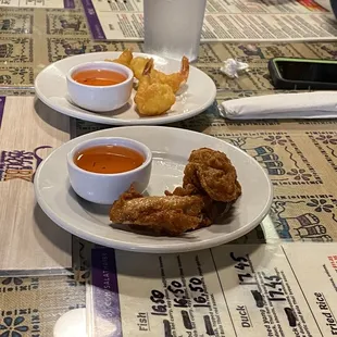two plates of food on a table
